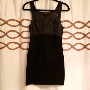 DIESEL leather and denim mini dress